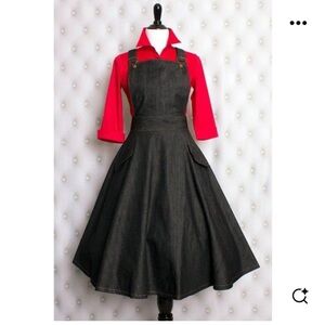 pinup TOBS thread & mitre collection 2X denim overall dress